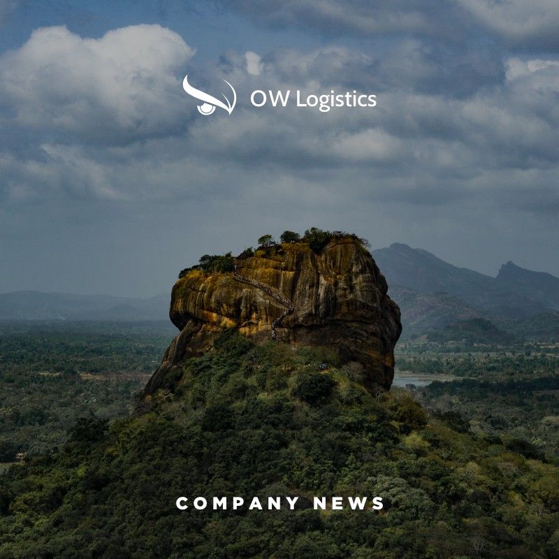 Sigiriya rock fortress in Sri Lanka under an OW Logistics company news banner