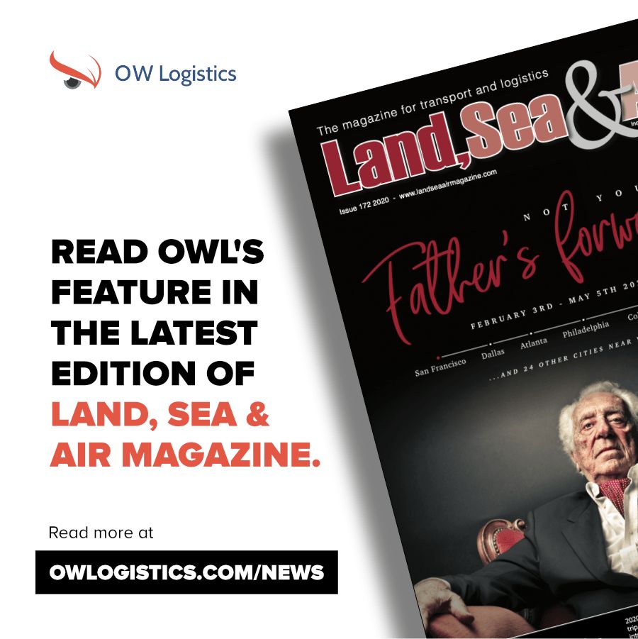 Cover of Land, Sea & Air magazine featuring OWL: “Read OWL’s feature in the latest edition”